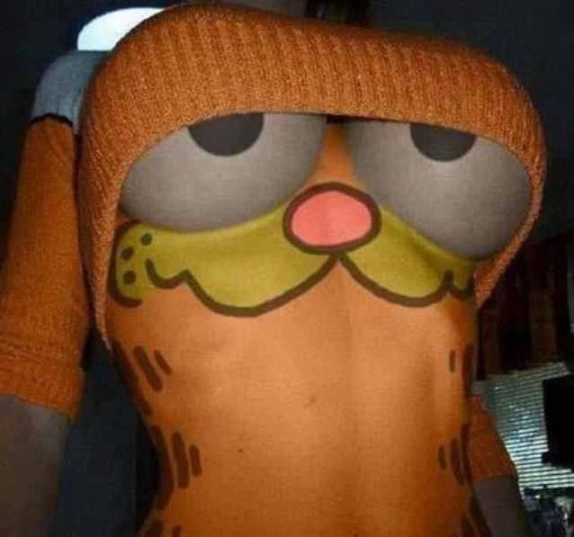 garfield, tits, sweeter, big tits, body art