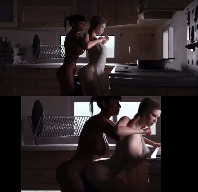 futas, great, tits, animation, kitchen