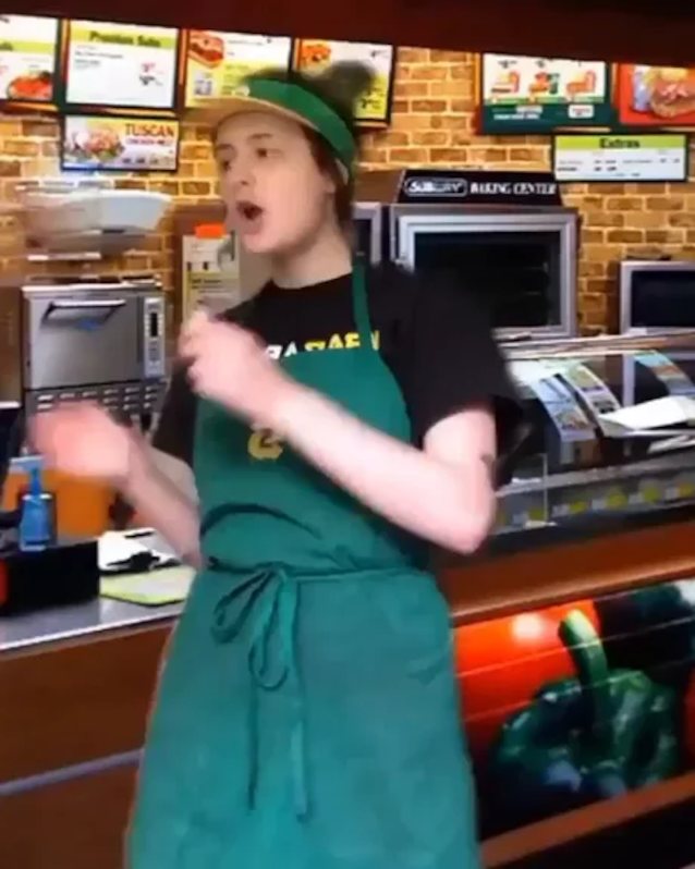 subway, employee, nude, apron, tiktok