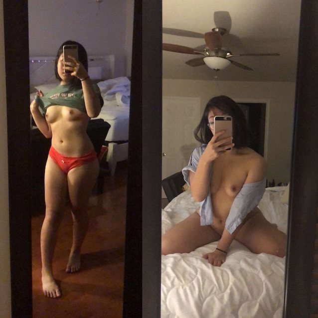 asian, red panties, glasses, small boobs, short hair