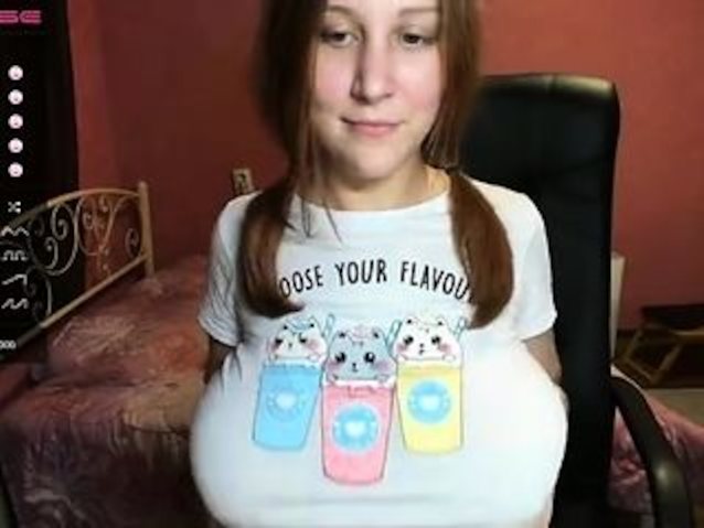 redhead, big tits, webcam, glasses, teen