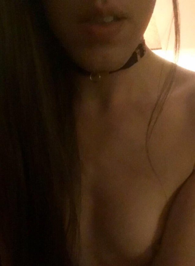 white, petite, small tits, brunette, choker