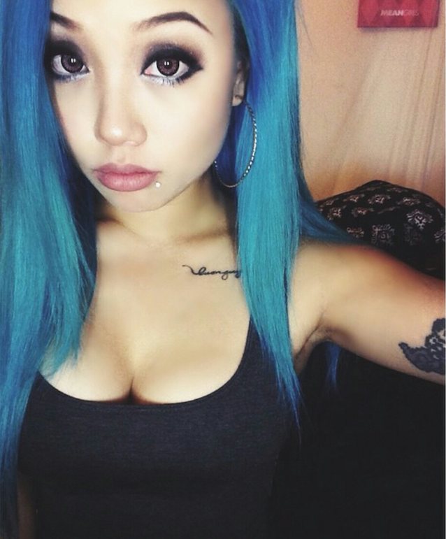 asian blue hair beautiful