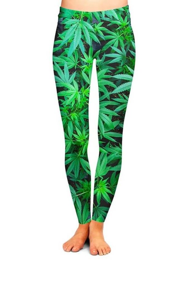 black hair weed leggings threesome