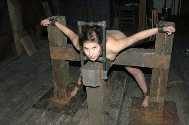 pillory bandage brunette