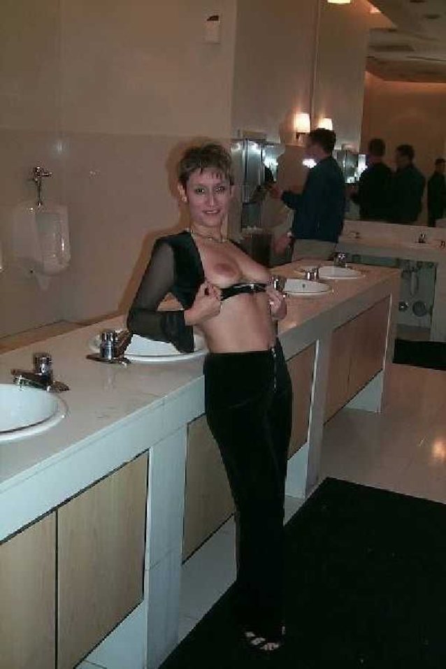 exhibitionism, public, mens room, toilet, short hair