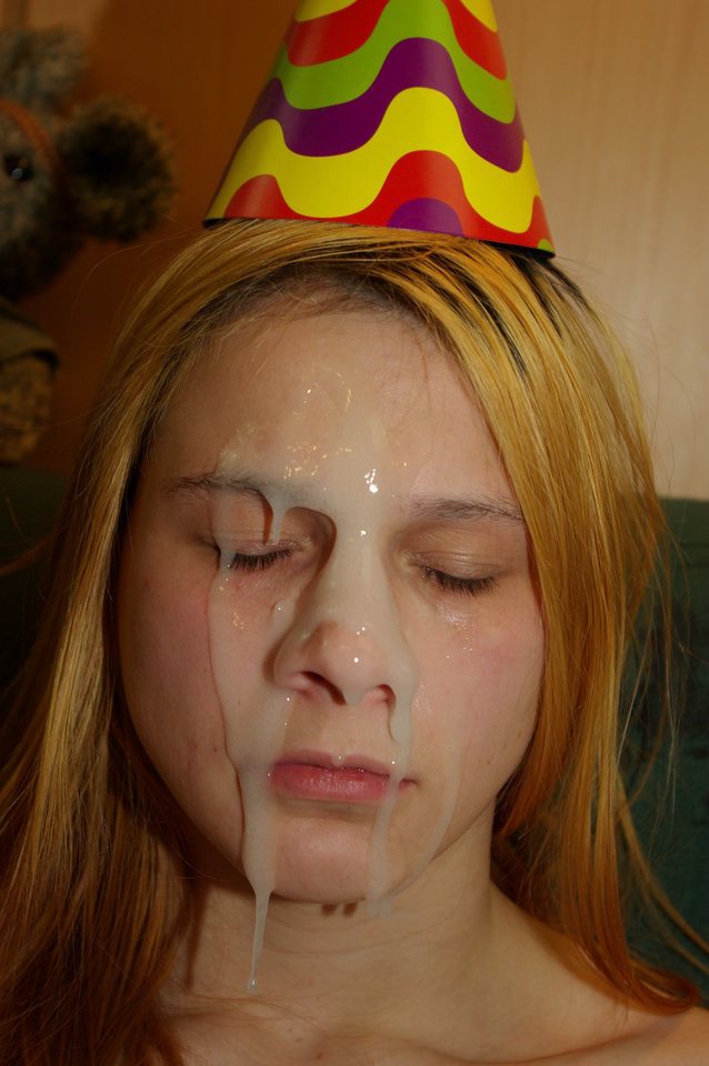 facial, birthday, redhead, teen, bukkake