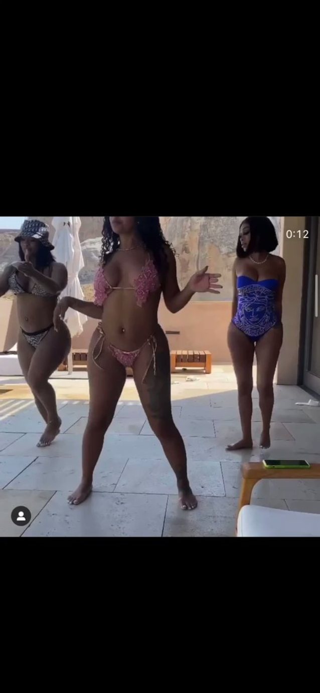 dancing, ebony, bikini, busty, ass