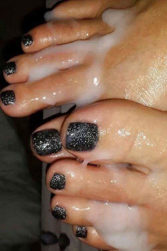 nail paint, cum on feet, foot