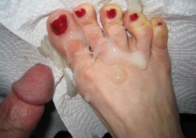 cum on feet, nail paint, pale