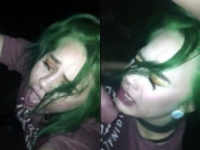 amateur, green hair, gothic, sucking