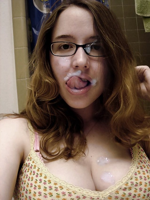 amateur, cum on glasses, blonde, cumshot, cum