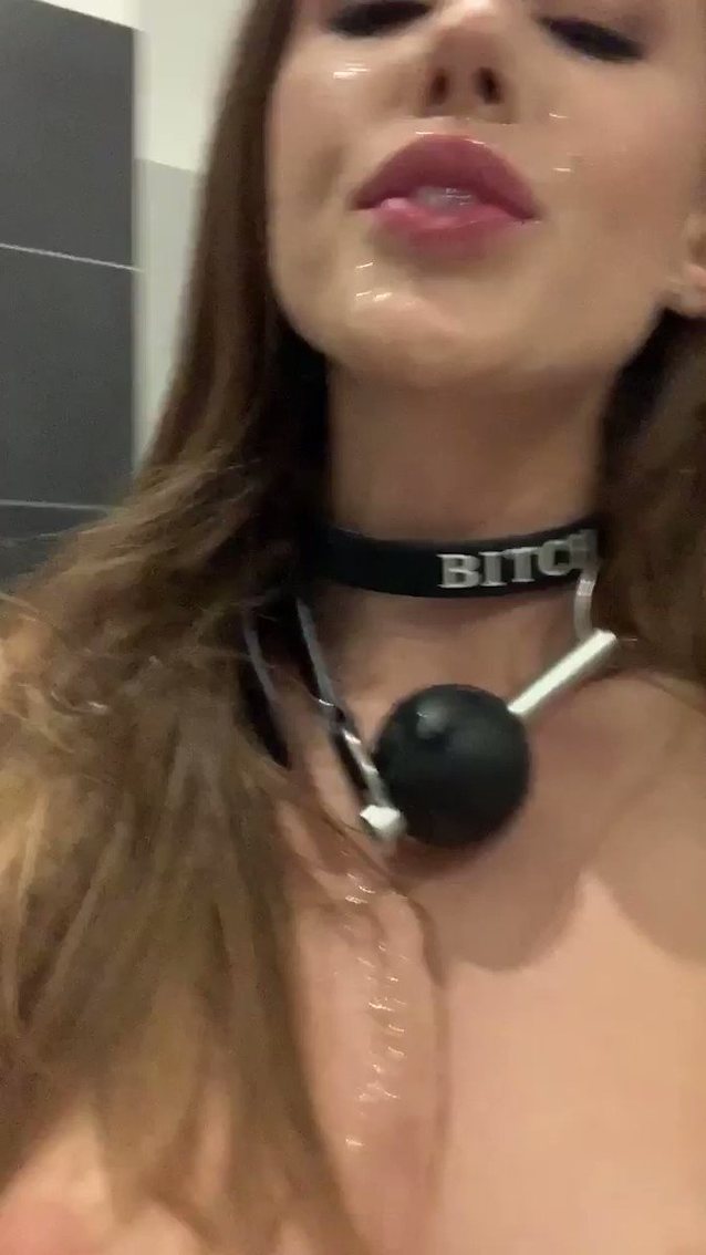 messy, cumplay, cum, ballgag, gag