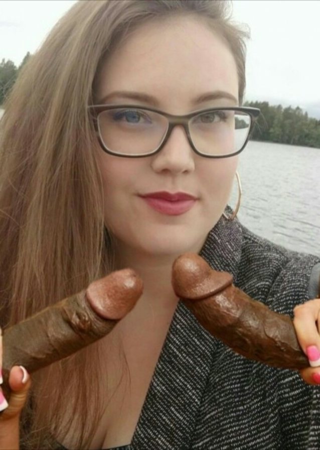 glasses, double handjob, black cocks, outdoor