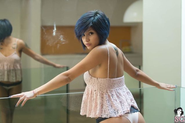 blue hair, thick, latina, big tits, alt