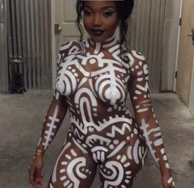 ebony, female, bodypaint