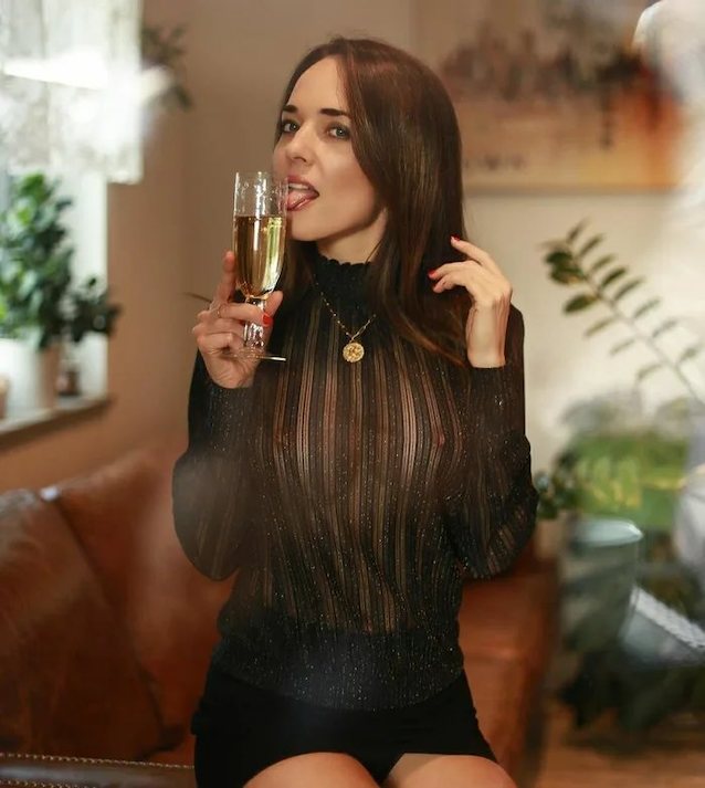 brunette champagne boobs