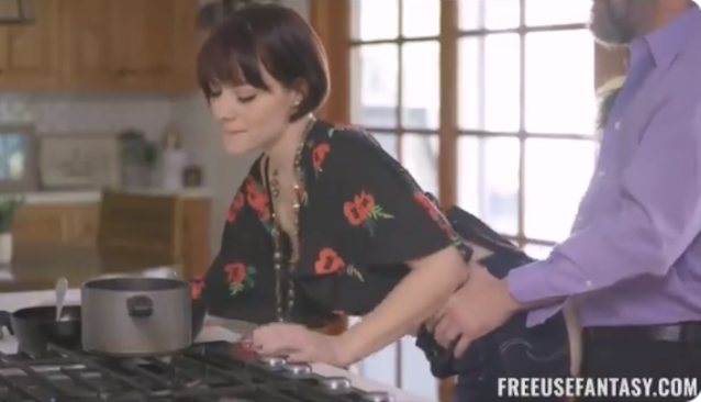 sex brunette cooking