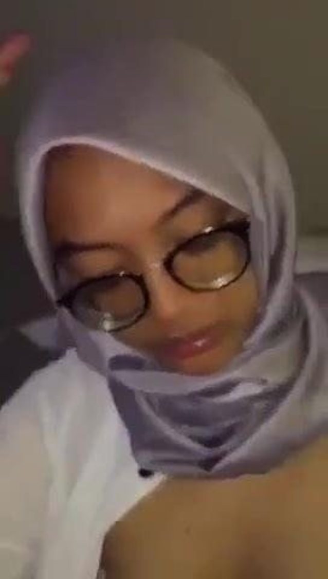 hijab, glasses, small tit, cumshot