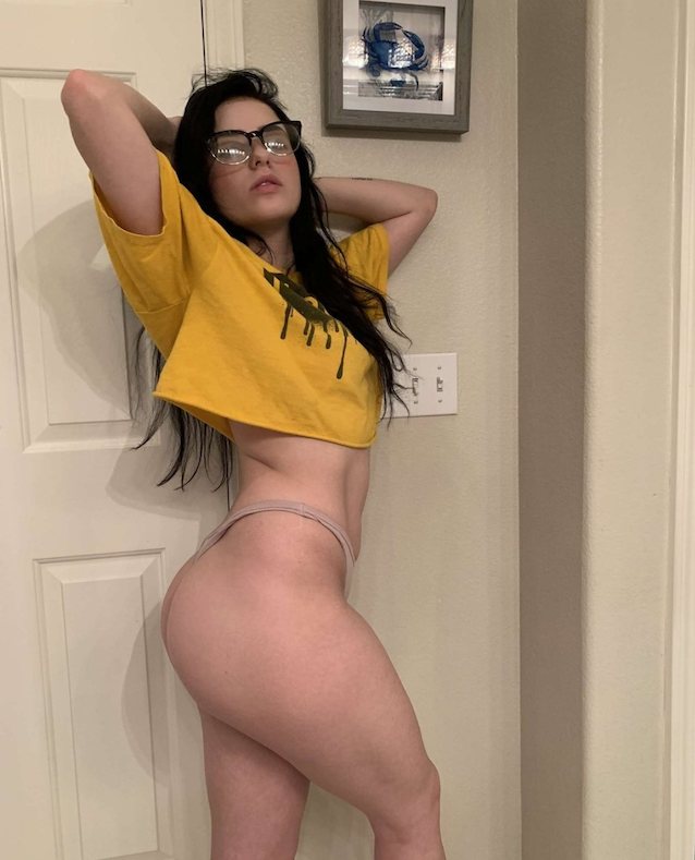 glasses busty brunette