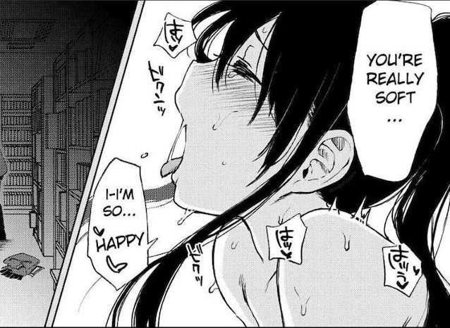 tongue out, hentai, im so happy, youre really soft, black hair