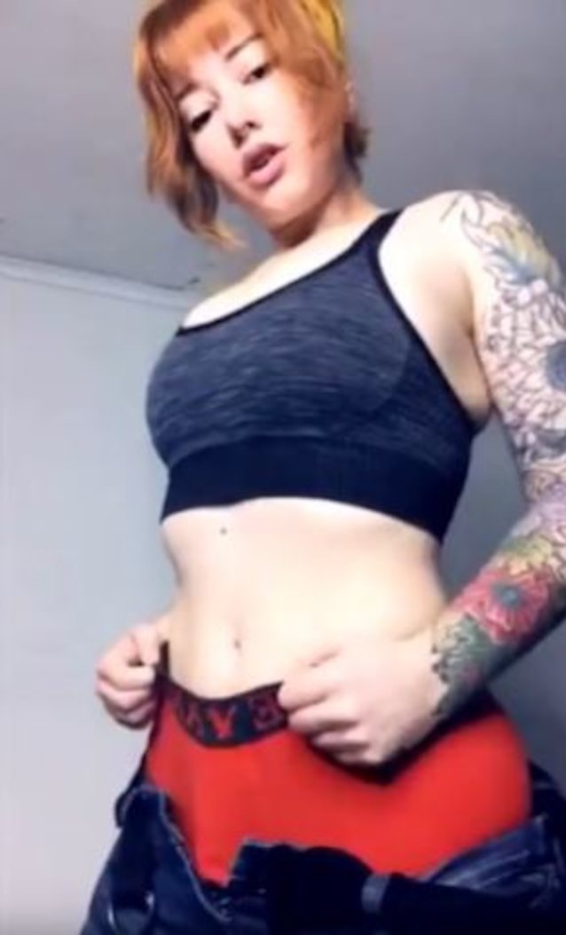 redhead, ginger, shemale, tranny, croptop