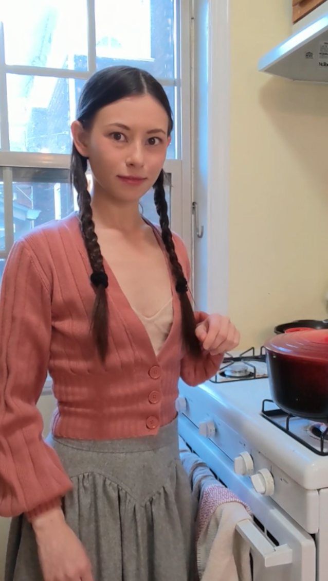 smallbreasts, pigtail, kitchen, cooking