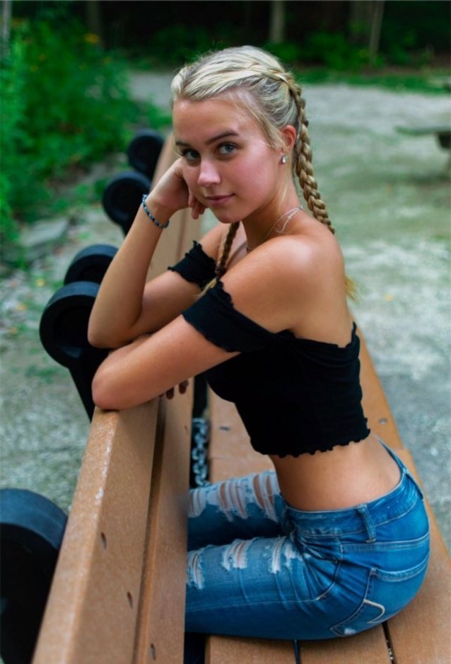 sexy, blonde, double braid, balck dress