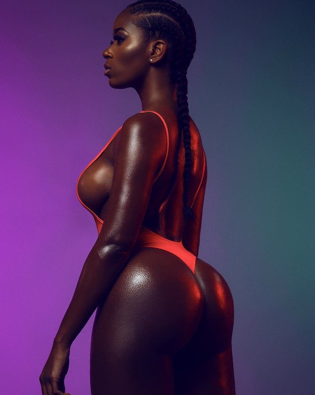 ebony, black, busty, ass, oiled