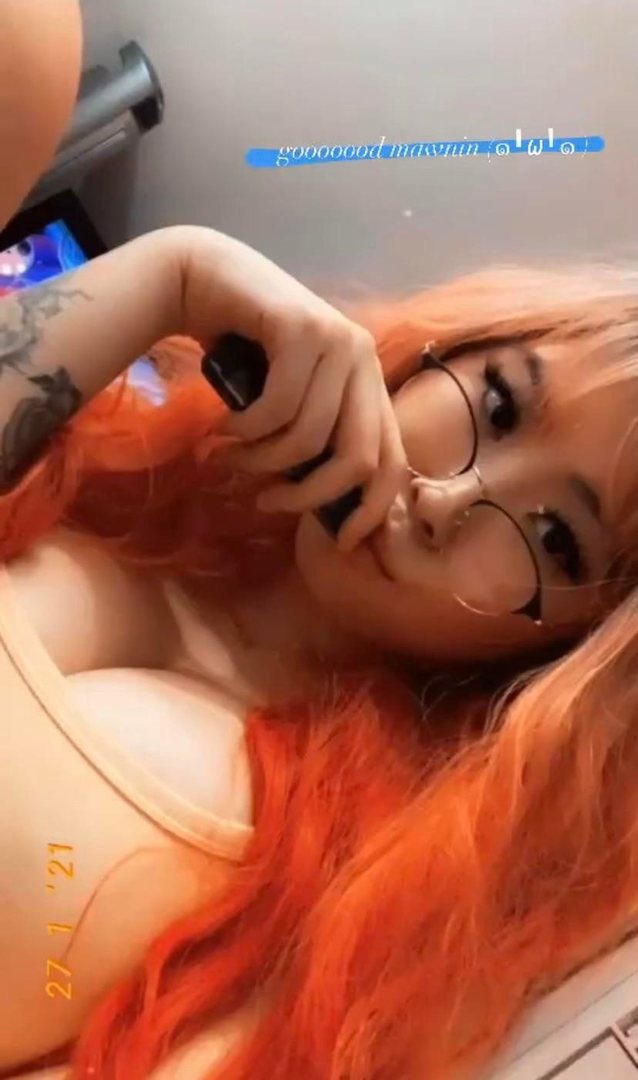 asian, glasses, big boobs, tattoo, orange hair