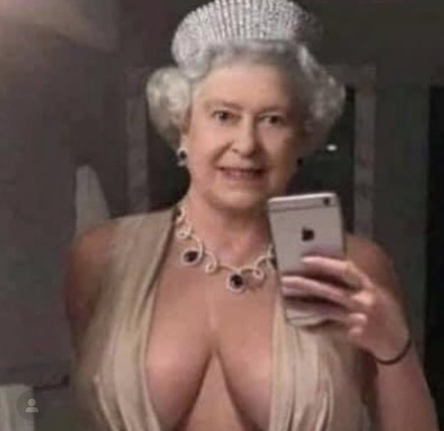 meme, big boobs, queen, selfie, old