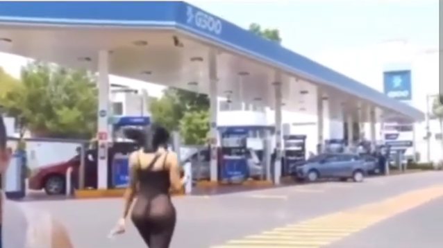 gas, gas station, sexy, brunette, thong