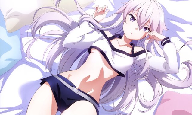 anime white hair lying