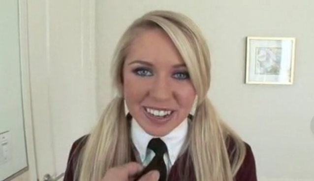 schoolgirl, blonde, cute, grey eyes, uniform