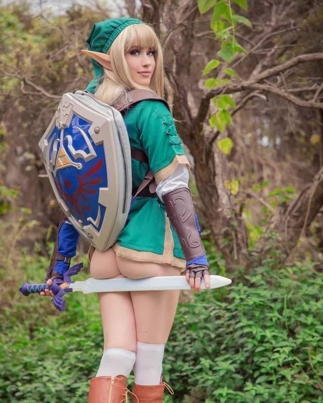 cosplay, sexy, ass, blond, outside