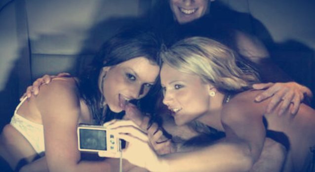 blonde, brunette, threesome, blowjob, group