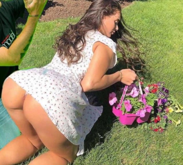 skirt, garden, flowers, ass