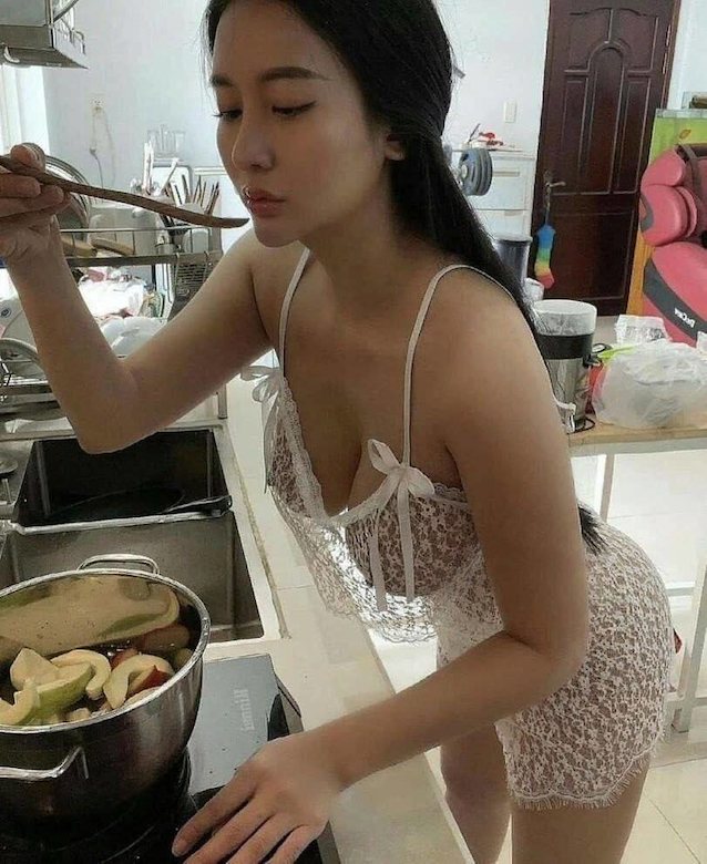 asian, boobs, tits, hot, kitchen
