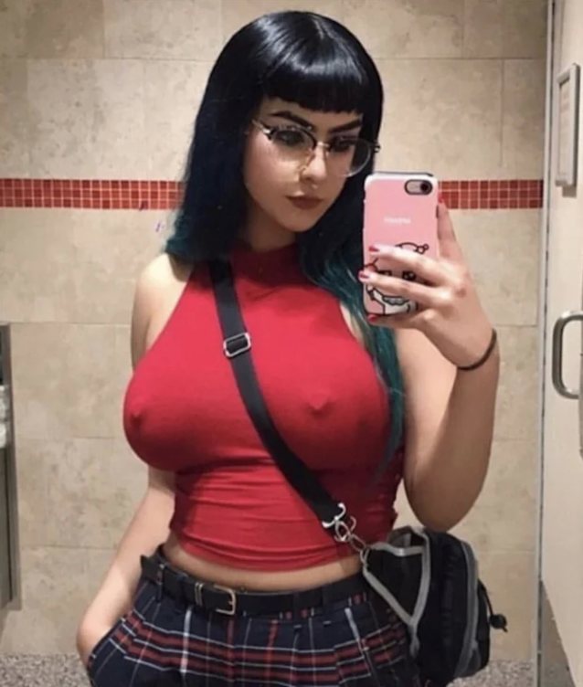 tits, glasses, phone