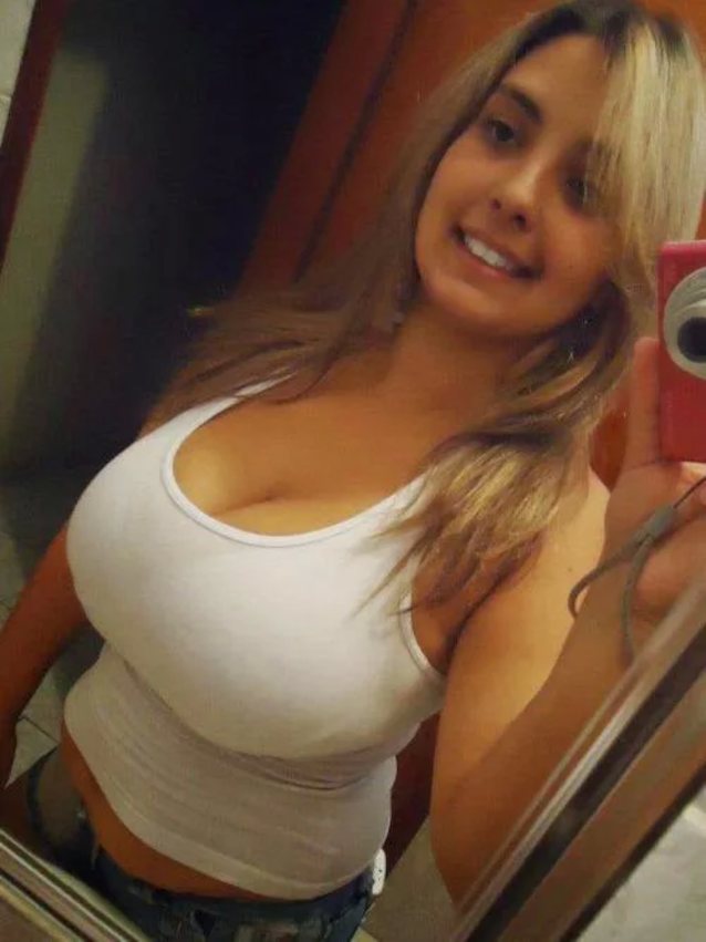 big tits, blonde, white tank top, curvy, beautiful