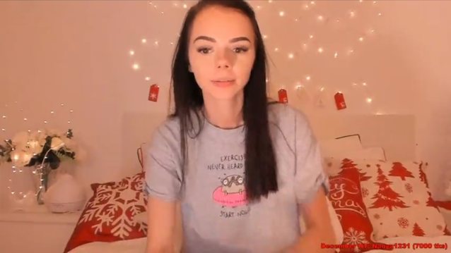 camgirl, older video, christmas, black hair, cute face