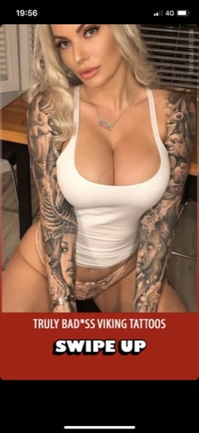 blonde, big tits, cleavage, tattoos, panties