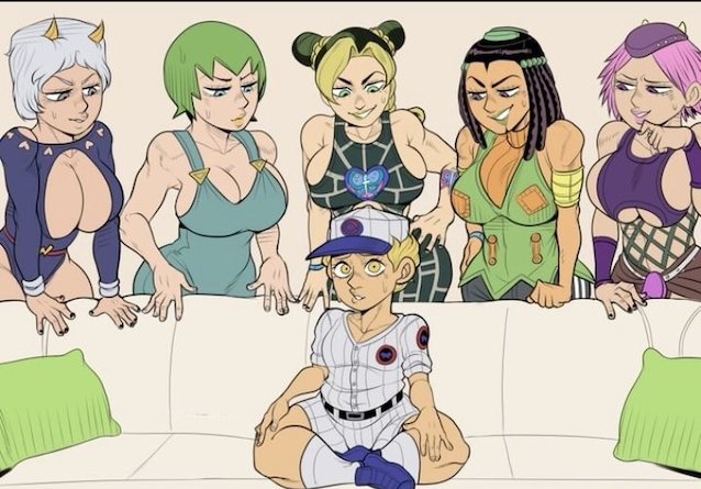 jojo, jolyne cujoh, big tits, animation, anime