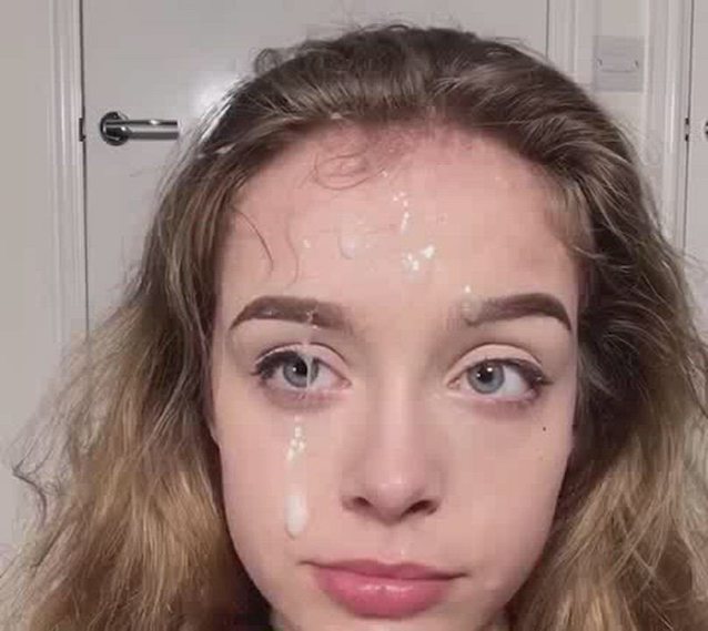 facial, cumshot, cute, blonde, smile