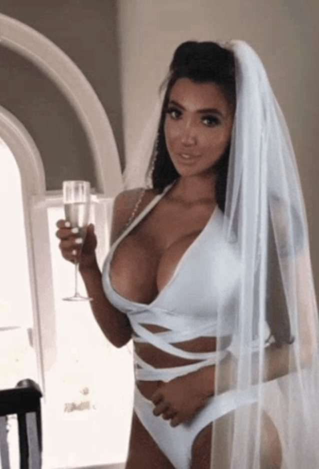 big tits, brunette, wedding dress