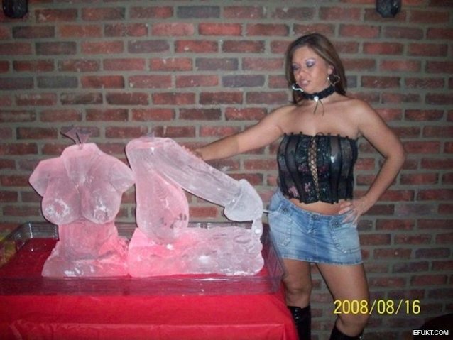 party, ice statue, brunette, big tits