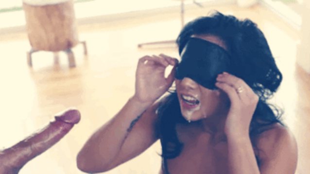 facial blindfold big dick brunette