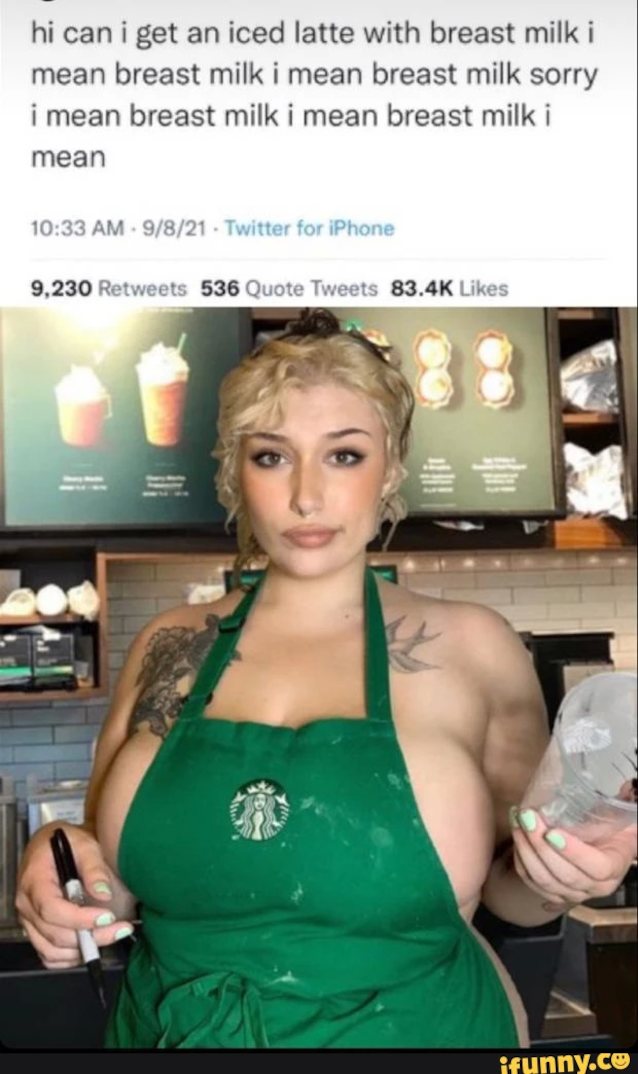 starbucks, barista, huge tits, massive tits, tits