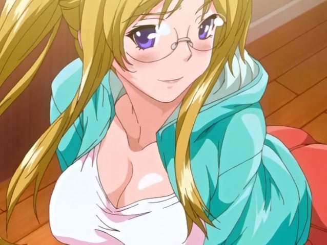 hentai, blonde, glasses