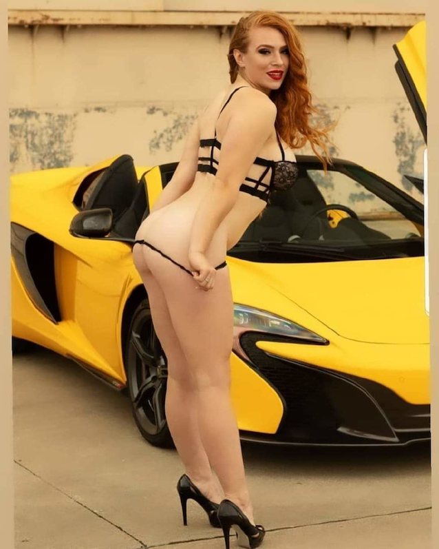 model, cars, redhear, leaning, playboy